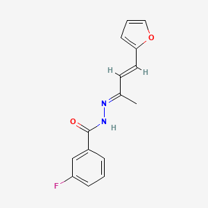 molecular formula C15H13FN2O2 B3841492 3-fluoro-N'-[3-(2-furyl)-1-methyl-2-propen-1-ylidene]benzohydrazide 