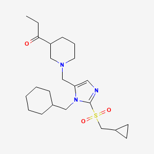 molecular formula C23H37N3O3S B3841509 1-[1-({1-(cyclohexylmethyl)-2-[(cyclopropylmethyl)sulfonyl]-1H-imidazol-5-yl}methyl)-3-piperidinyl]-1-propanone 