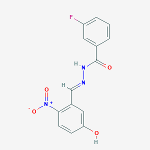 molecular formula C14H10FN3O4 B3841536 3-fluoro-N'-(5-hydroxy-2-nitrobenzylidene)benzohydrazide 