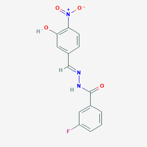 molecular formula C14H10FN3O4 B3841539 3-fluoro-N'-(3-hydroxy-4-nitrobenzylidene)benzohydrazide 