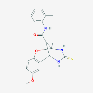 molecular formula C20H21N3O3S B384154 4-methoxy-9-methyl-N-(2-methylphenyl)-11-thioxo-8-oxa-10,12-diazatricyclo[7.3.1.0~2,7~]trideca-2,4,6-triene-13-carboxamide 