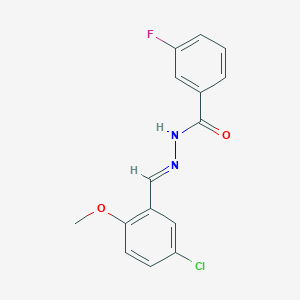 molecular formula C15H12ClFN2O2 B3841546 N'-(5-chloro-2-methoxybenzylidene)-3-fluorobenzohydrazide 