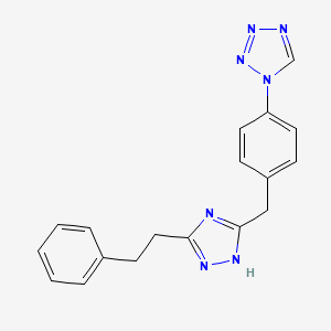 molecular formula C18H17N7 B3841630 1-(4-{[3-(2-phenylethyl)-1H-1,2,4-triazol-5-yl]methyl}phenyl)-1H-tetrazole 