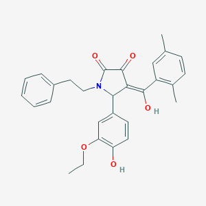 molecular formula C29H29NO5 B384165 4-(2,5-dimethylbenzoyl)-5-(3-ethoxy-4-hydroxyphenyl)-3-hydroxy-1-(2-phenylethyl)-1,5-dihydro-2H-pyrrol-2-one 