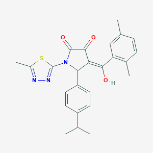 molecular formula C25H25N3O3S B384166 4-(2,5-dimethylbenzoyl)-3-hydroxy-5-(4-isopropylphenyl)-1-(5-methyl-1,3,4-thiadiazol-2-yl)-1,5-dihydro-2H-pyrrol-2-one 