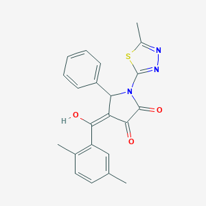 molecular formula C22H19N3O3S B384167 4-(2,5-dimethylbenzoyl)-3-hydroxy-1-(5-methyl-1,3,4-thiadiazol-2-yl)-5-phenyl-1,5-dihydro-2H-pyrrol-2-one 
