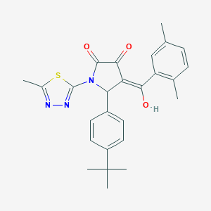 molecular formula C26H27N3O3S B384171 5-(4-tert-butylphenyl)-4-(2,5-dimethylbenzoyl)-3-hydroxy-1-(5-methyl-1,3,4-thiadiazol-2-yl)-1,5-dihydro-2H-pyrrol-2-one 