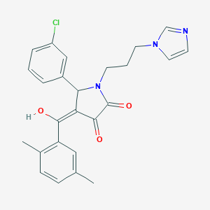 molecular formula C25H24ClN3O3 B384173 5-(3-chlorophenyl)-4-(2,5-dimethylbenzoyl)-3-hydroxy-1-[3-(1H-imidazol-1-yl)propyl]-1,5-dihydro-2H-pyrrol-2-one 
