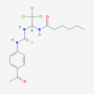 N-(1-{[(4-acetylanilino)carbothioyl]amino}-2,2,2-trichloroethyl)hexanamide