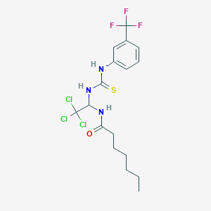 molecular formula C17H21Cl3F3N3OS B384187 N-[2,2,2-trichloro-1-({[3-(trifluoromethyl)anilino]carbothioyl}amino)ethyl]heptanamide 