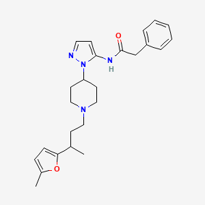 molecular formula C25H32N4O2 B3841874 N-(1-{1-[3-(5-methyl-2-furyl)butyl]-4-piperidinyl}-1H-pyrazol-5-yl)-2-phenylacetamide 