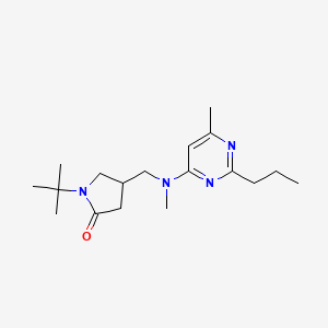 molecular formula C18H30N4O B3841894 1-tert-butyl-4-{[methyl(6-methyl-2-propylpyrimidin-4-yl)amino]methyl}pyrrolidin-2-one 