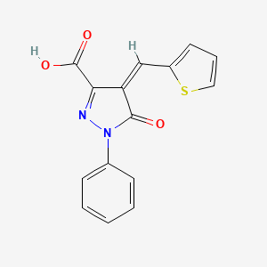 molecular formula C15H10N2O3S B3841896 5-oxo-1-phenyl-4-(2-thienylmethylene)-4,5-dihydro-1H-pyrazole-3-carboxylic acid 