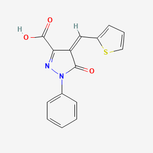 molecular formula C15H10N2O3S B3841896 (4Z)-5-oxo-1-phenyl-4-(thiophen-2-ylmethylidene)pyrazole-3-carboxylic acid 