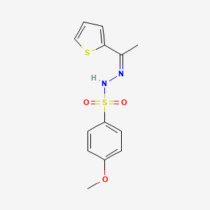 molecular formula C13H14N2O3S2 B3841990 4-methoxy-N'-[1-(2-thienyl)ethylidene]benzenesulfonohydrazide 