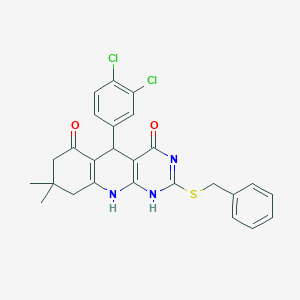 2-benzylsulfanyl-5-(3,4-dichlorophenyl)-8,8-dimethyl-5,7,9,10-tetrahydro-1H-pyrimido[4,5-b]quinoline-4,6-dione