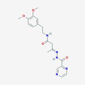 molecular formula C19H23N5O4 B3842163 N-[2-(3,4-dimethoxyphenyl)ethyl]-3-[(2-pyrazinylcarbonyl)hydrazono]butanamide 