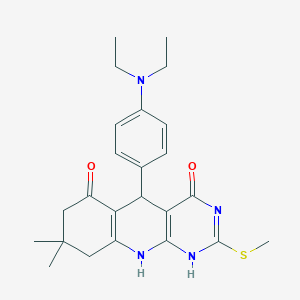 5-[4-(diethylamino)phenyl]-8,8-dimethyl-2-methylsulfanyl-5,7,9,10-tetrahydro-1H-pyrimido[4,5-b]quinoline-4,6-dione