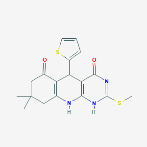 molecular formula C18H19N3O2S2 B384218 8,8-dimethyl-2-methylsulfanyl-5-thiophen-2-yl-5,7,9,10-tetrahydro-1H-pyrimido[4,5-b]quinoline-4,6-dione 