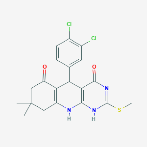molecular formula C20H19Cl2N3O2S B384221 5-(3,4-dichlorophenyl)-8,8-dimethyl-2-methylsulfanyl-5,7,9,10-tetrahydro-1H-pyrimido[4,5-b]quinoline-4,6-dione 