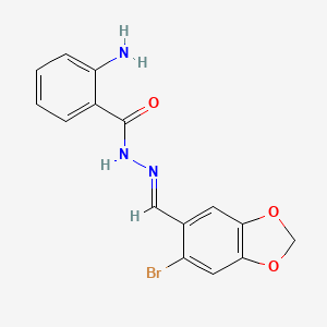 molecular formula C15H12BrN3O3 B3842213 2-amino-N'-[(6-bromo-1,3-benzodioxol-5-yl)methylene]benzohydrazide 