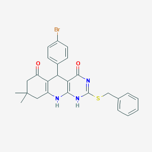 molecular formula C26H24BrN3O2S B384222 2-benzylsulfanyl-5-(4-bromophenyl)-8,8-dimethyl-5,7,9,10-tetrahydro-1H-pyrimido[4,5-b]quinoline-4,6-dione 