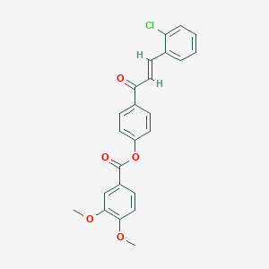 molecular formula C24H19ClO5 B384224 4-[(2E)-3-(2-chlorophenyl)prop-2-enoyl]phenyl 3,4-dimethoxybenzoate 