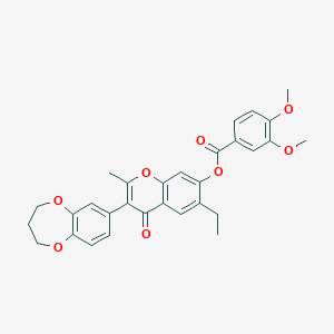 [3-(3,4-dihydro-2H-1,5-benzodioxepin-7-yl)-6-ethyl-2-methyl-4-oxochromen-7-yl] 3,4-dimethoxybenzoate