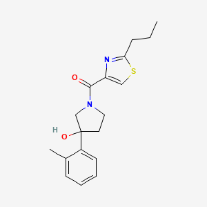 molecular formula C18H22N2O2S B3842305 3-(2-methylphenyl)-1-[(2-propyl-1,3-thiazol-4-yl)carbonyl]pyrrolidin-3-ol 