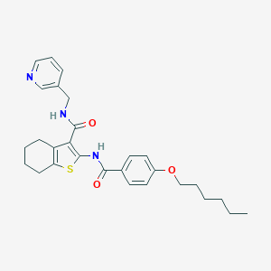 molecular formula C28H33N3O3S B384238 2-{[4-(hexyloxy)benzoyl]amino}-N-(3-pyridinylmethyl)-4,5,6,7-tetrahydro-1-benzothiophene-3-carboxamide 