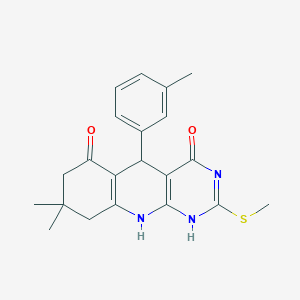 molecular formula C21H23N3O2S B384245 8,8-dimethyl-5-(3-methylphenyl)-2-methylsulfanyl-5,7,9,10-tetrahydro-1H-pyrimido[4,5-b]quinoline-4,6-dione 