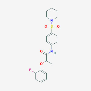 molecular formula C20H23FN2O4S B384246 2-(2-fluorophenoxy)-N-(4-piperidin-1-ylsulfonylphenyl)propanamide CAS No. 617679-98-8