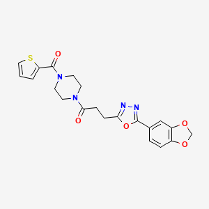 molecular formula C21H20N4O5S B3842508 1-{3-[5-(1,3-benzodioxol-5-yl)-1,3,4-oxadiazol-2-yl]propanoyl}-4-(2-thienylcarbonyl)piperazine 