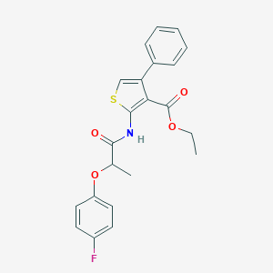 molecular formula C22H20FNO4S B384251 Ethyl 2-{[2-(4-fluorophenoxy)propanoyl]amino}-4-phenylthiophene-3-carboxylate 