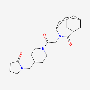 molecular formula C22H33N3O3 B3842531 4-(2-oxo-2-{4-[(2-oxo-1-pyrrolidinyl)methyl]-1-piperidinyl}ethyl)-4-azatricyclo[4.3.1.1~3,8~]undecan-5-one 