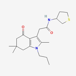 molecular formula C20H30N2O2S B3842545 N-(tetrahydro-3-thienyl)-2-(2,6,6-trimethyl-4-oxo-1-propyl-4,5,6,7-tetrahydro-1H-indol-3-yl)acetamide 