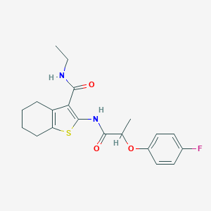 molecular formula C20H23FN2O3S B384256 N-ethyl-2-{[2-(4-fluorophenoxy)propanoyl]amino}-4,5,6,7-tetrahydro-1-benzothiophene-3-carboxamide 