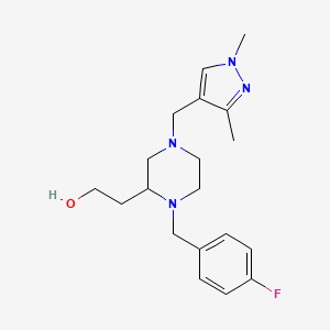 molecular formula C19H27FN4O B3842561 2-[4-[(1,3-dimethyl-1H-pyrazol-4-yl)methyl]-1-(4-fluorobenzyl)-2-piperazinyl]ethanol 