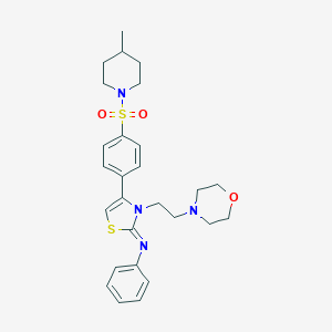 molecular formula C27H34N4O3S2 B384266 N-(4-{4-[(4-methyl-1-piperidinyl)sulfonyl]phenyl}-3-[2-(4-morpholinyl)ethyl]-1,3-thiazol-2(3H)-ylidene)-N-phenylamine 