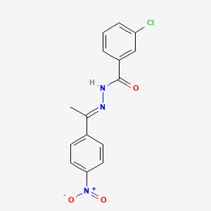 molecular formula C15H12ClN3O3 B3842698 3-chloro-N'-[1-(4-nitrophenyl)ethylidene]benzohydrazide 