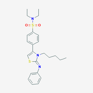 molecular formula C24H31N3O2S2 B384284 N,N-diethyl-4-[3-pentyl-2-(phenylimino)-2,3-dihydro-1,3-thiazol-4-yl]benzenesulfonamide 