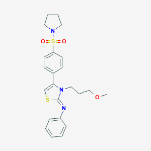 molecular formula C23H27N3O3S2 B384285 3-(3-methoxypropyl)-N-phenyl-4-(4-pyrrolidin-1-ylsulfonylphenyl)-1,3-thiazol-2-imine CAS No. 618061-45-3