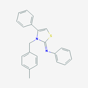 molecular formula C23H20N2S B384288 N-(3-(4-methylbenzyl)-4-phenyl-1,3-thiazol-2(3H)-ylidene)-N-phenylamine 