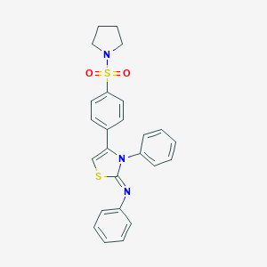 molecular formula C25H23N3O2S2 B384290 N-phenyl-N-(3-phenyl-4-[4-(1-pyrrolidinylsulfonyl)phenyl]-1,3-thiazol-2(3H)-ylidene)amine 