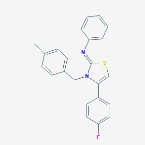 molecular formula C23H19FN2S B384291 N-(4-(4-fluorophenyl)-3-(4-methylbenzyl)-1,3-thiazol-2(3H)-ylidene)-N-phenylamine 