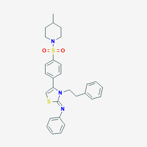 N-(4-{4-[(4-methyl-1-piperidinyl)sulfonyl]phenyl}-3-(2-phenylethyl)-1,3-thiazol-2(3H)-ylidene)-N-phenylamine