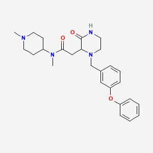 N-methyl-N-(1-methylpiperidin-4-yl)-2-[3-oxo-1-[(3-phenoxyphenyl)methyl]piperazin-2-yl]acetamide