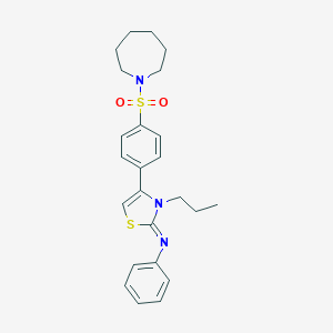 molecular formula C24H29N3O2S2 B384294 N-(4-[4-(1-azepanylsulfonyl)phenyl]-3-propyl-1,3-thiazol-2(3H)-ylidene)-N-phenylamine 