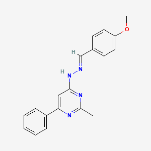 molecular formula C19H18N4O B3842968 4-methoxybenzaldehyde (2-methyl-6-phenyl-4-pyrimidinyl)hydrazone 
