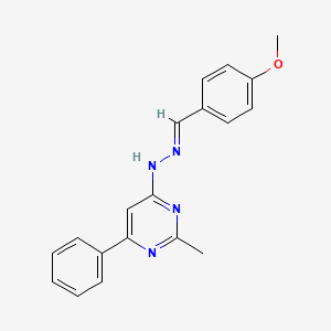 molecular formula C19H18N4O B3842968 N-[(E)-(4-methoxyphenyl)methylideneamino]-2-methyl-6-phenylpyrimidin-4-amine 